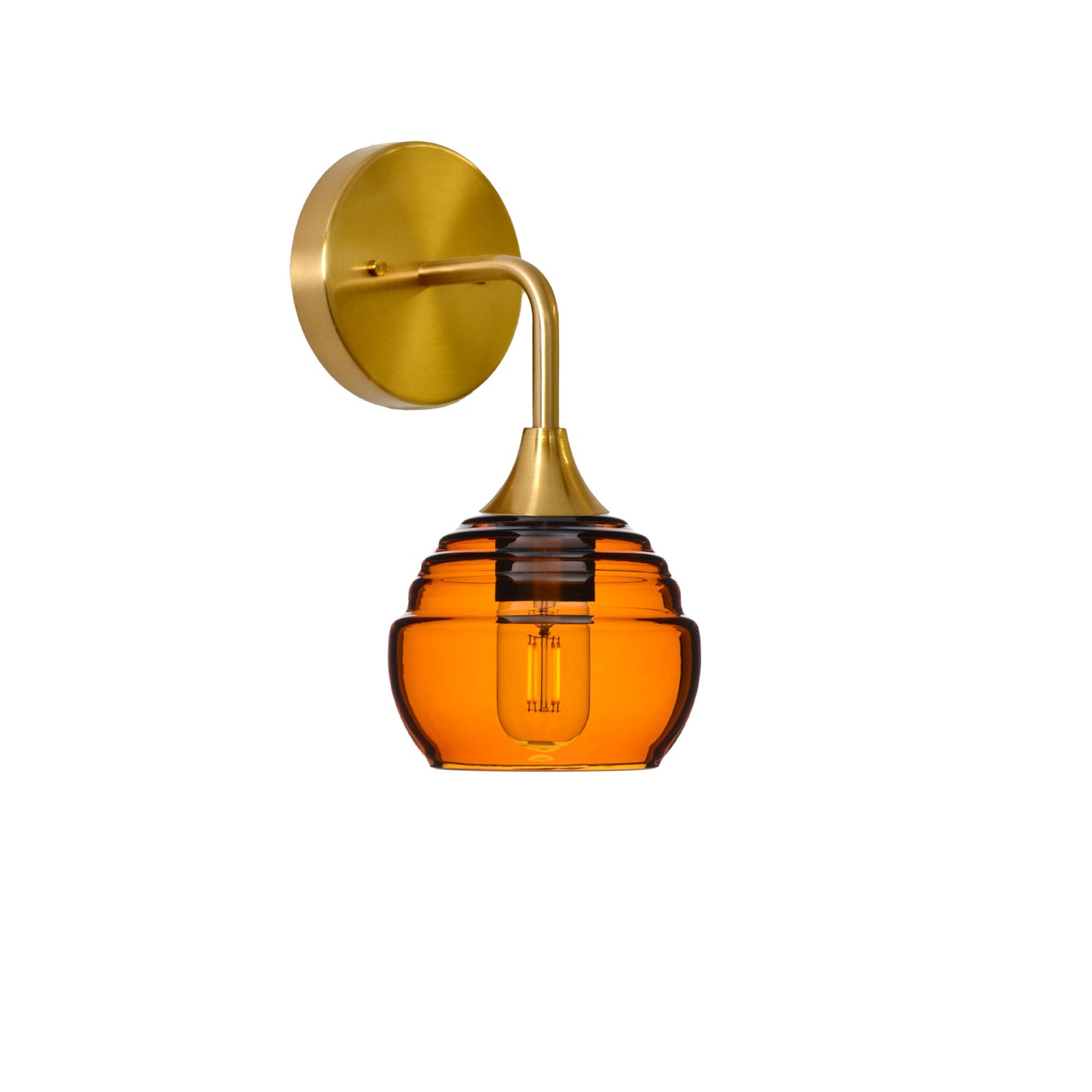 301 Interior Wall Sconce-Bicycle Glass Co-Polished Brass-Golden Amber-Bicycle Glass Co