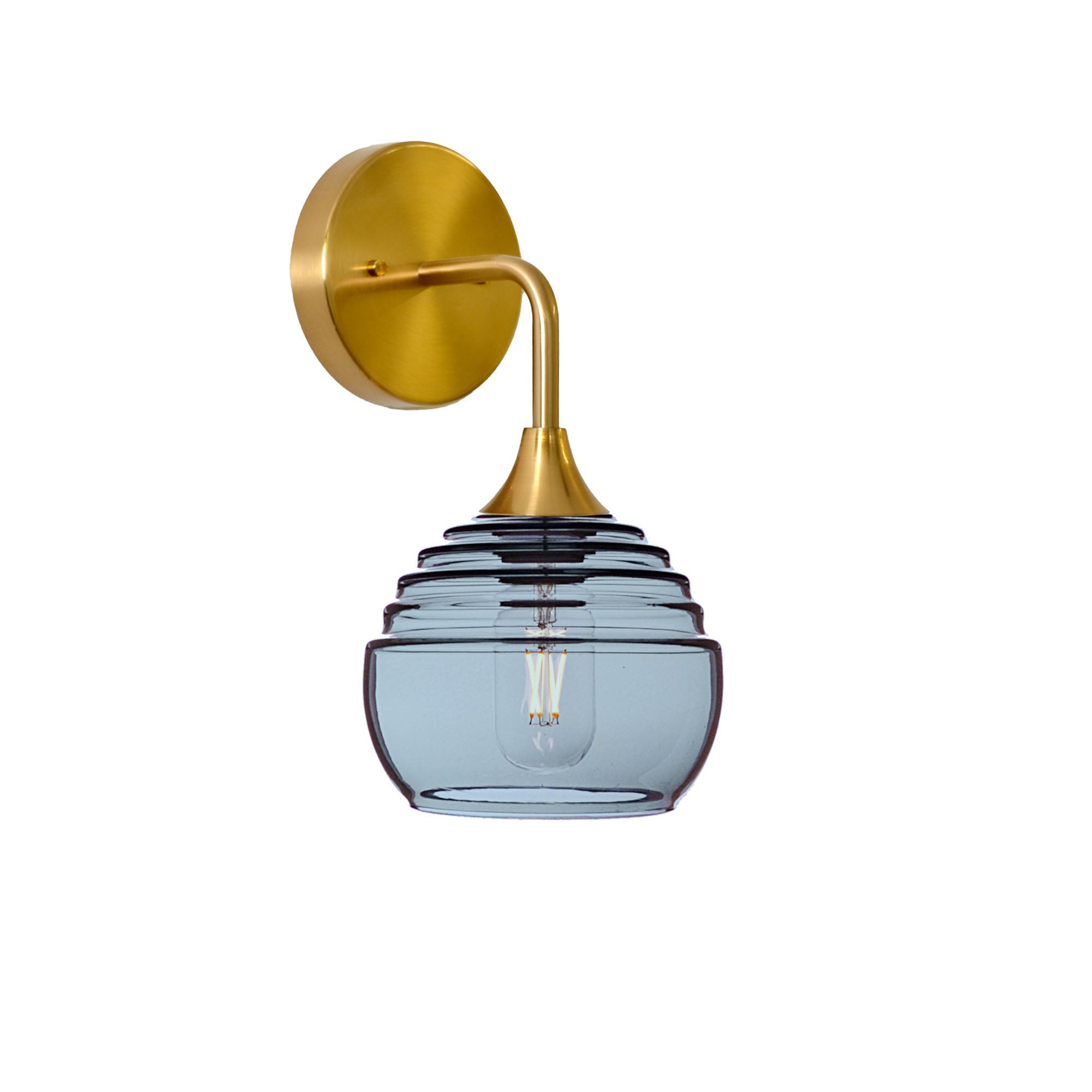 301 Wall Sconce-Bicycle Glass Co-Polished Brass-Slate Gray-Bicycle Glass Co