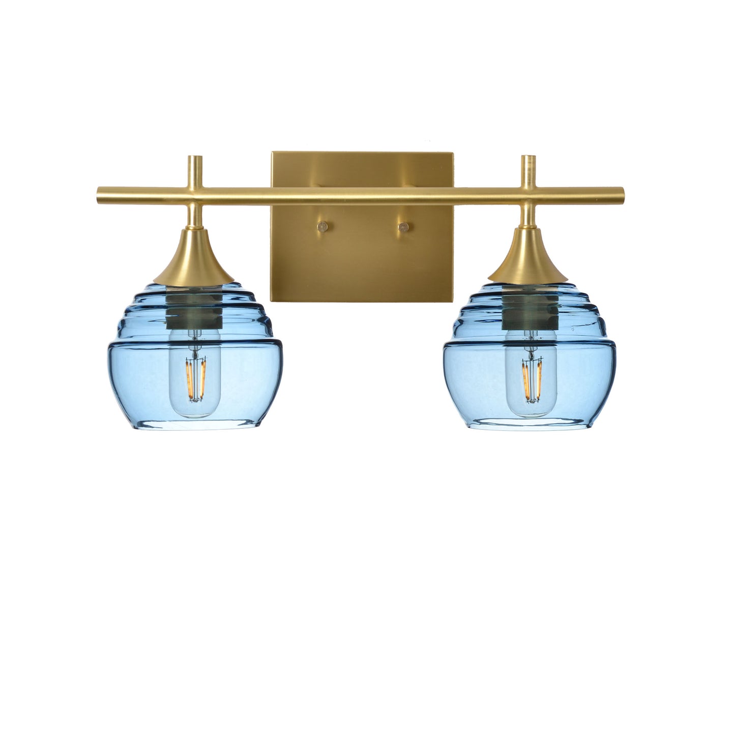 301 Lucent: 2 Light Wall Vanity-Glass-Bicycle Glass Co - Hotshop-Steel Blue-Polished Brass-Bicycle Glass Co