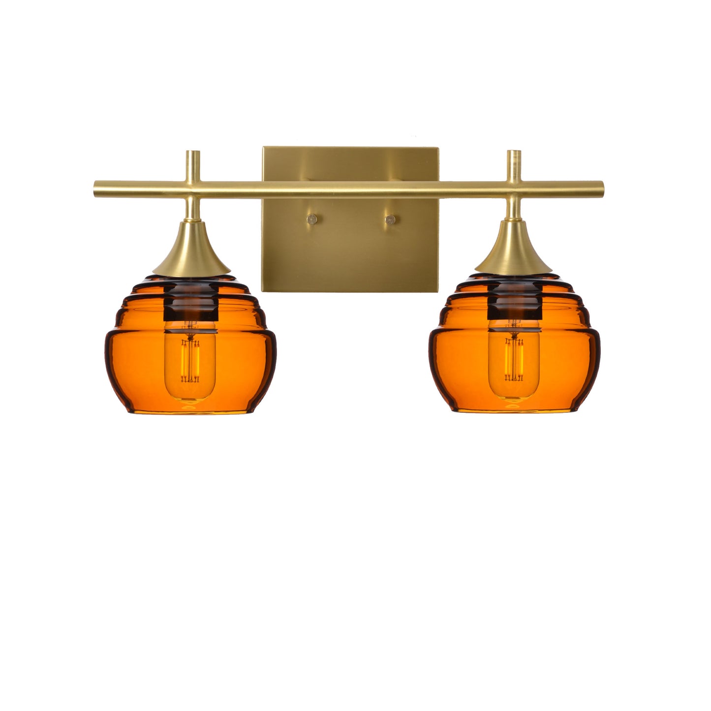 301 Lucent: 2 Light Wall Vanity-Glass-Bicycle Glass Co - Hotshop-Golden Amber-Polished Brass-Bicycle Glass Co
