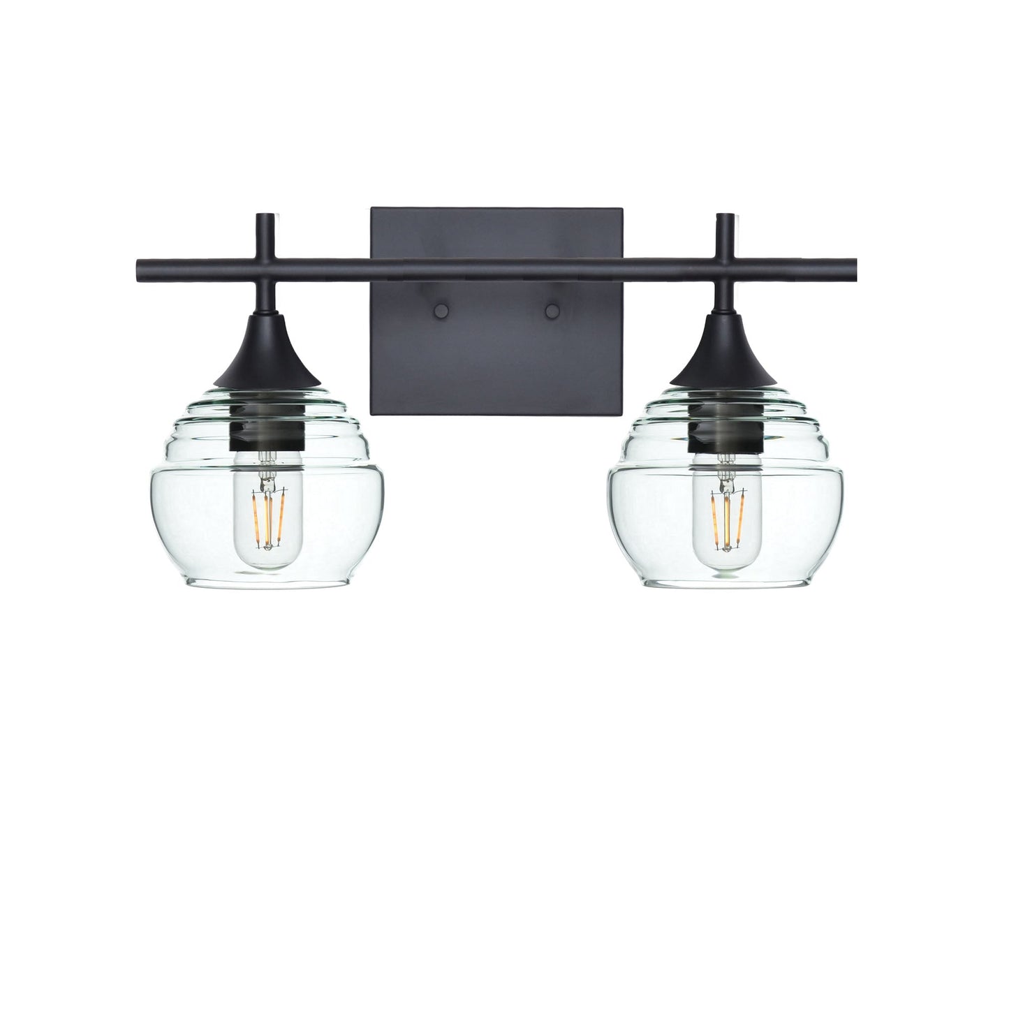 301 Lucent: 2 Light Wall Vanity-Glass-Bicycle Glass Co - Hotshop-Eco Clear-Matte Black-Bicycle Glass Co