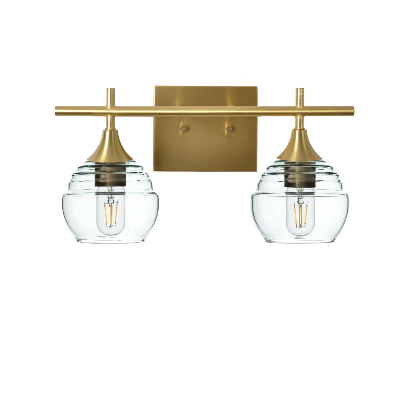 301 Lucent: 2 Light Wall Vanity-Glass-Bicycle Glass Co - Hotshop-Eco Clear-Satin Brass-Bicycle Glass Co
