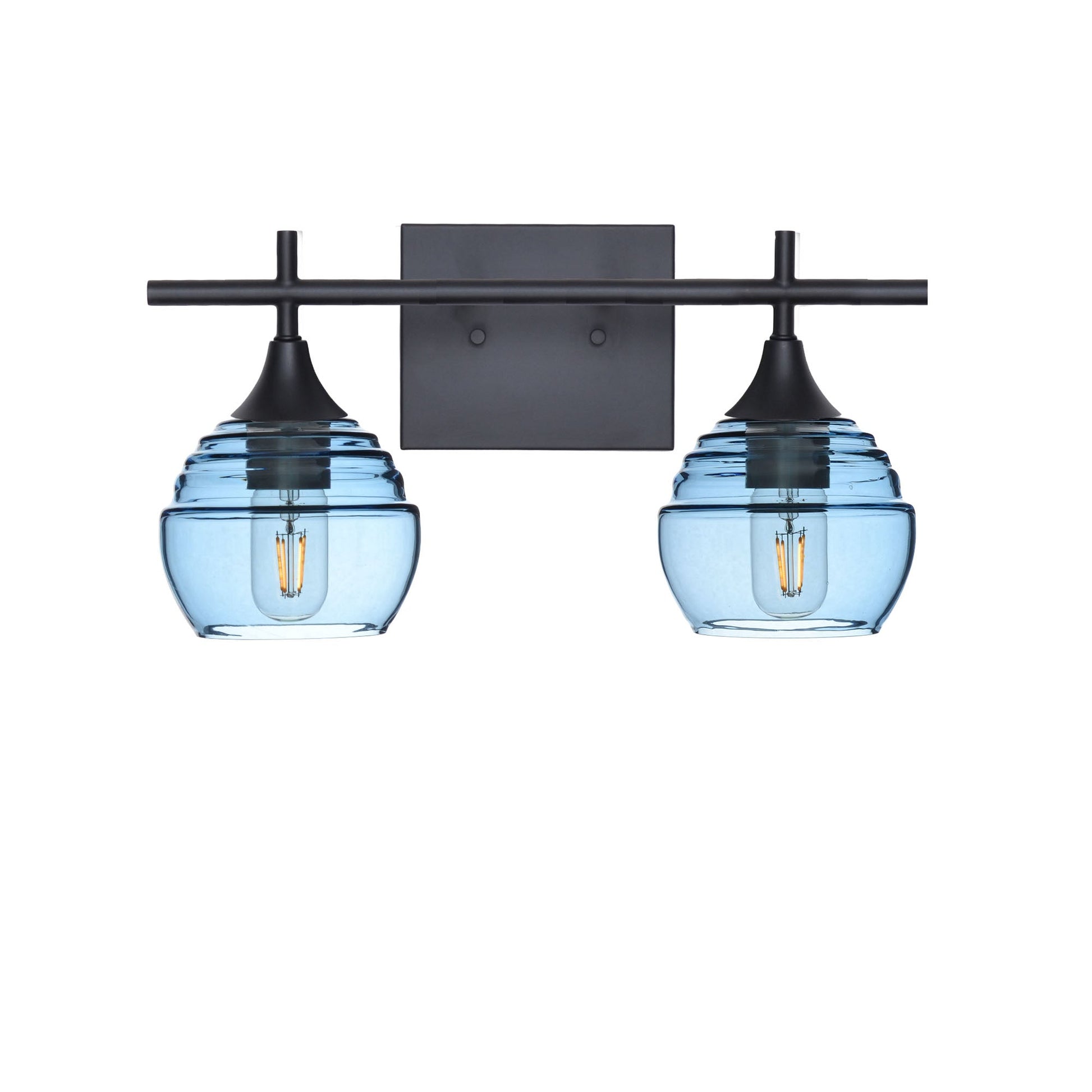 301 Lucent: 2 Light Wall Vanity-Glass-Bicycle Glass Co - Hotshop-Steel Blue-Matte Black-Bicycle Glass Co