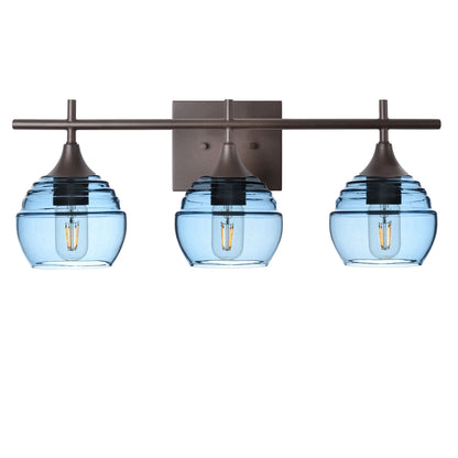 301 Lucent: 3 Light Wall Vanity-Glass-Bicycle Glass Co - Hotshop-Steel Blue-Dark Bronze-Bicycle Glass Co