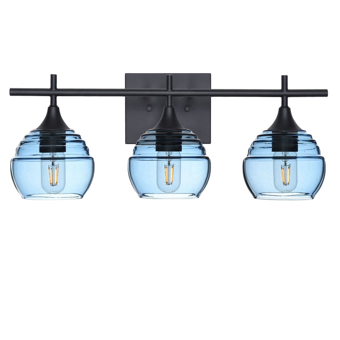 301 Lucent: 3 Light Wall Vanity-Glass-Bicycle Glass Co - Hotshop-Steel Blue-Matte Black-Bicycle Glass Co