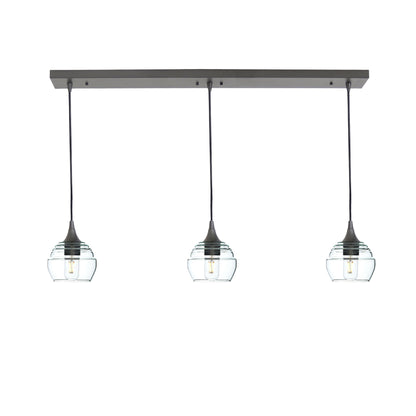 301 Lucent: 3 Pendant Linear Chandelier-Glass-Bicycle Glass Co - Hotshop-Eco Clear-Antique Bronze-Bicycle Glass Co
