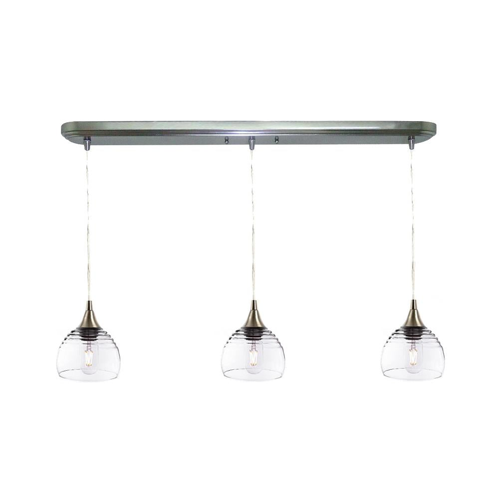 301 Lucent: 3 Pendant Linear Chandelier-Glass-Bicycle Glass Co-Eco Clear-Bicycle Glass Co