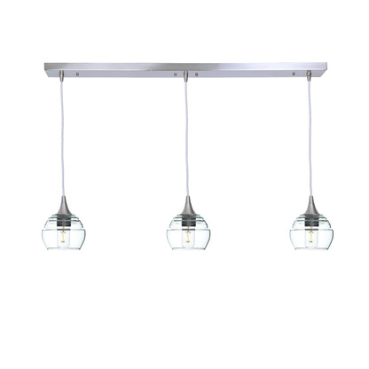 301 Lucent: 3 Pendant Linear Chandelier-Glass-Bicycle Glass Co - Hotshop-Eco Clear-Brushed Nickel-Bicycle Glass Co