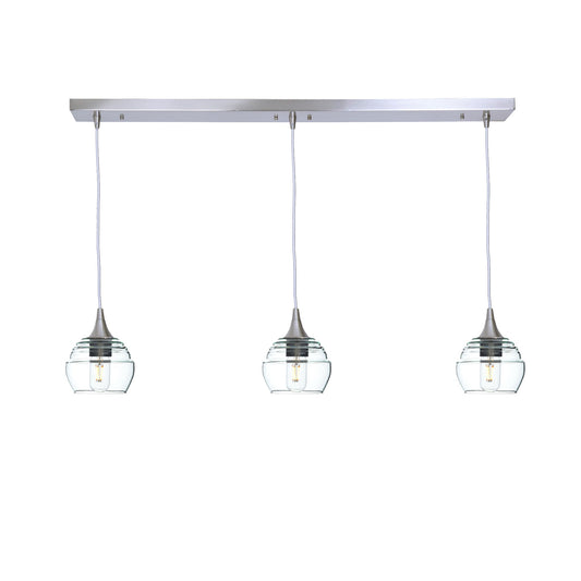 301 Lucent: 3 Pendant Linear Chandelier-Glass-Bicycle Glass Co - Hotshop-Eco Clear-Brushed Nickel-Bicycle Glass Co