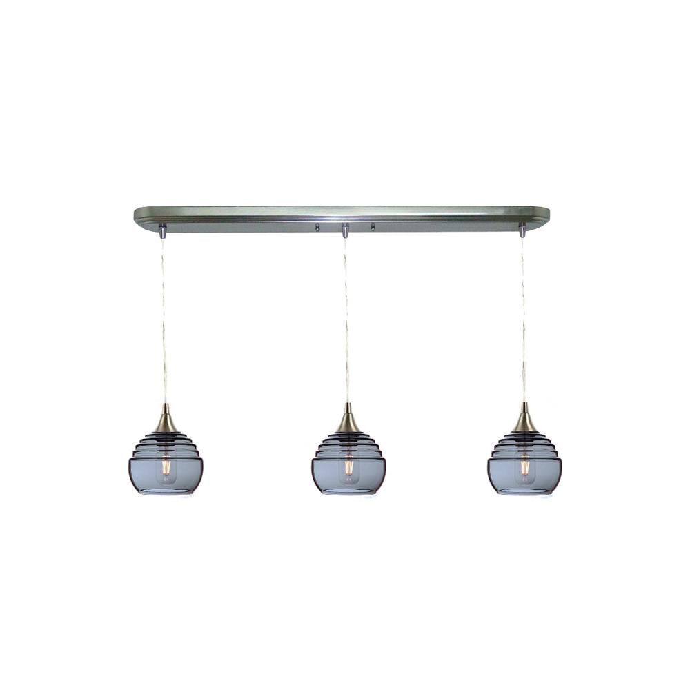 301 Lucent: 3 Pendant Linear Chandelier-Glass-Bicycle Glass Co-Slate Gray-Bicycle Glass Co