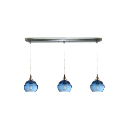 3-301-LUC-STB-STD-3LIN-BNI-Lucent 3 Pendant Linear Chandelier: Form No. 301-Multipendant-Bicycle Glass Co-Steel Blue-Bicycle Glass Co