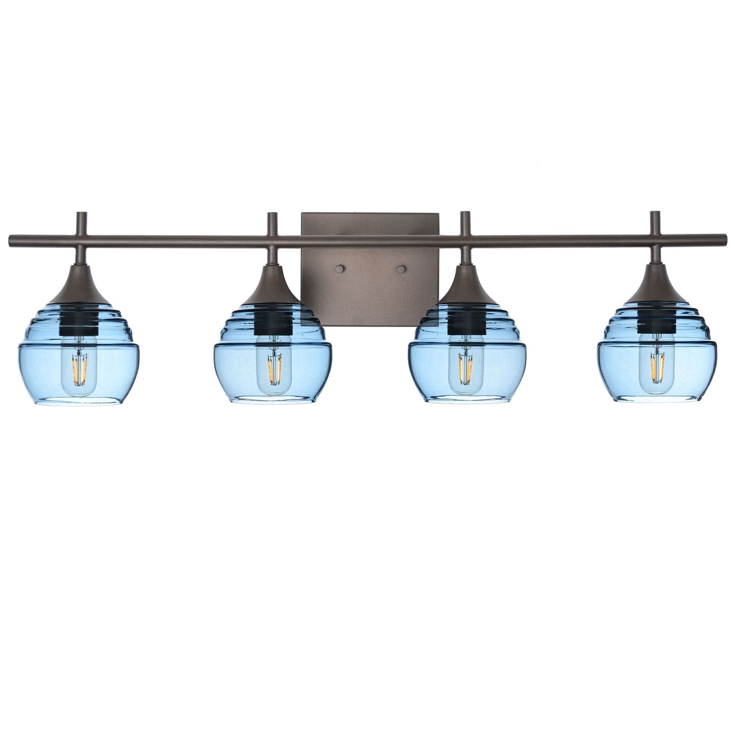 301 Lucent: 4 Light Wall Vanity-Glass-Bicycle Glass Co - Hotshop-Steel Blue-Dark Bronze-Bicycle Glass Co