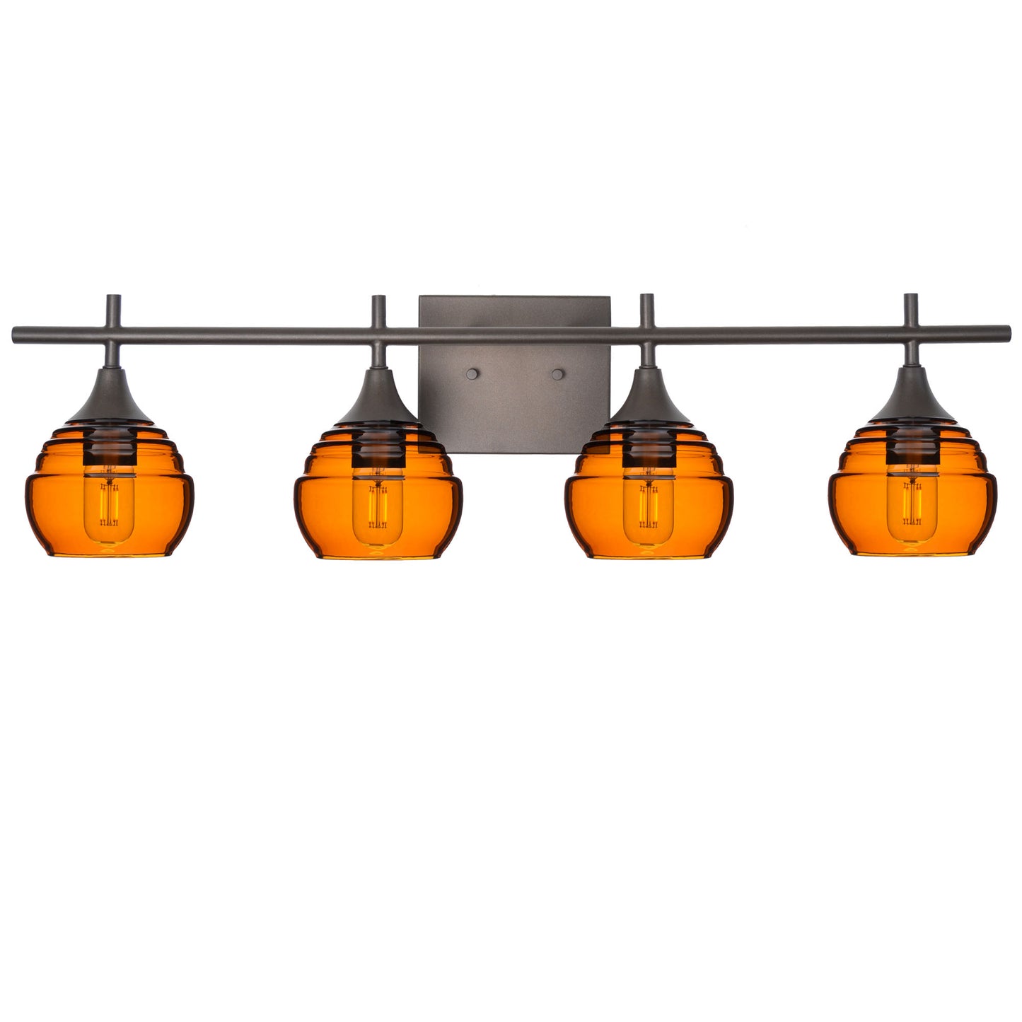 301 Lucent: 4 Light Wall Vanity-Glass-Bicycle Glass Co - Hotshop-Golden Amber-Dark Bronze-Bicycle Glass Co