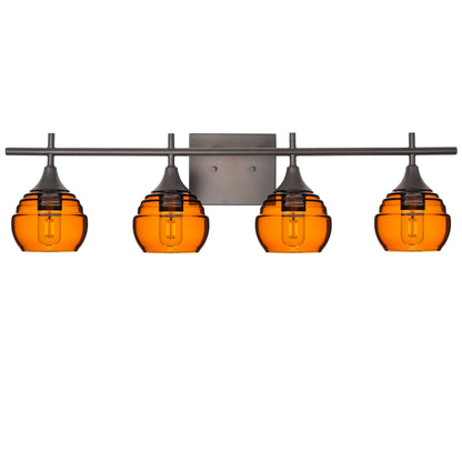 301 Lucent: 4 Light Wall Vanity-Glass-Bicycle Glass Co - Hotshop-Golden Amber-Dark Bronze-Bicycle Glass Co