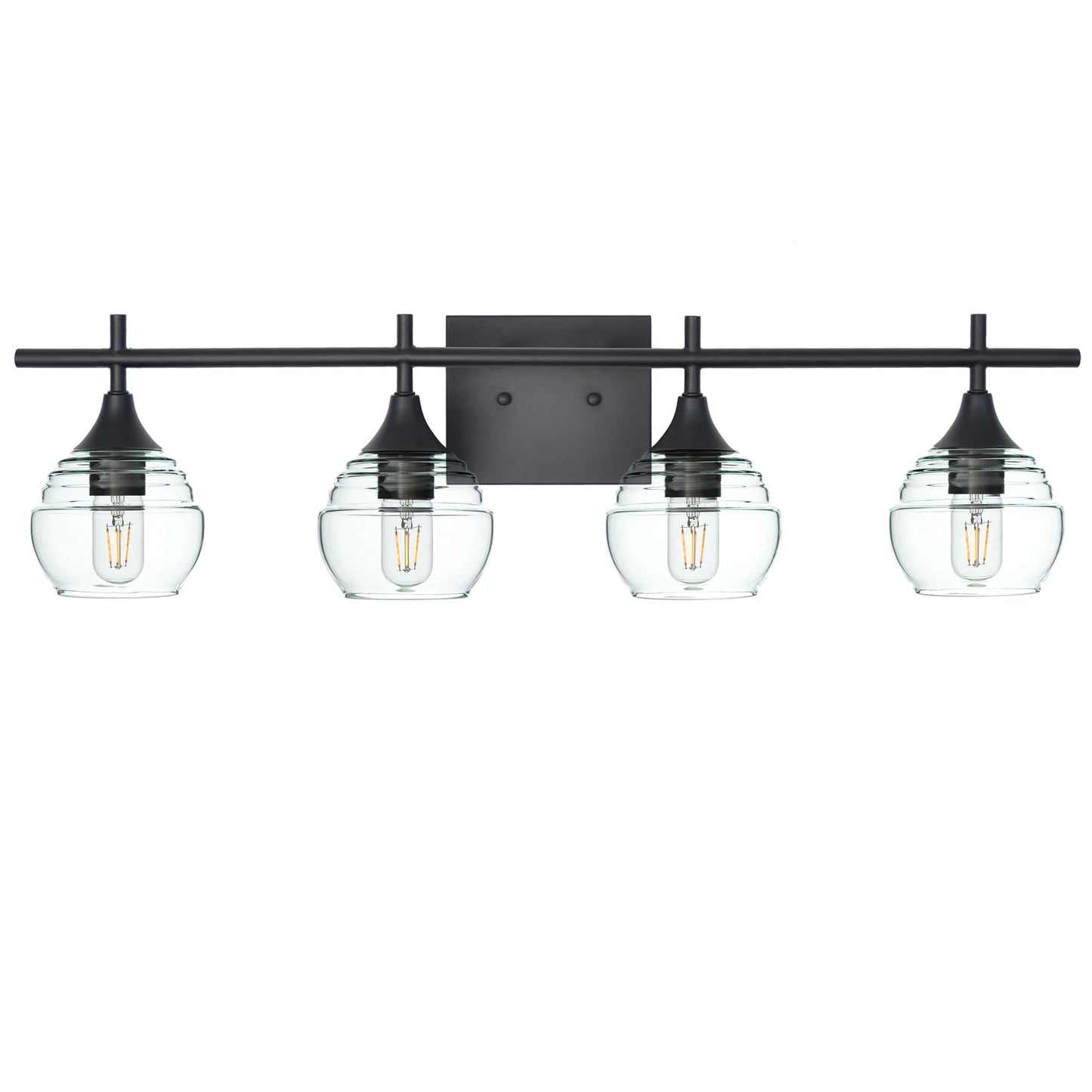 301 Lucent: 4 Light Wall Vanity-Glass-Bicycle Glass Co - Hotshop-Eco Clear-Matte Black-Bicycle Glass Co