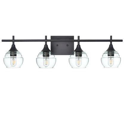 301 Lucent: 4 Light Wall Vanity-Glass-Bicycle Glass Co - Hotshop-Eco Clear-Matte Black-Bicycle Glass Co
