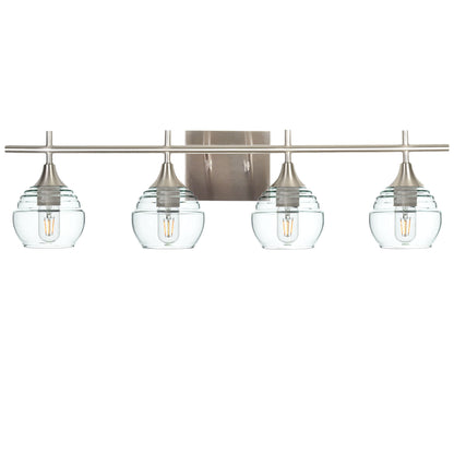 301 Lucent: 4 Light Wall Vanity-Glass-Bicycle Glass Co - Hotshop-Eco Clear-Brushed Nickel-Bicycle Glass Co