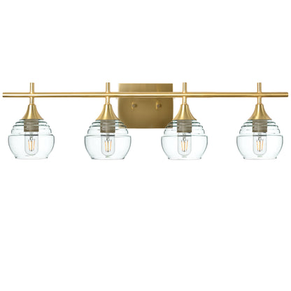 301 Lucent: 4 Light Wall Vanity-Glass-Bicycle Glass Co - Hotshop-Eco Clear-Polished Brass-Bicycle Glass Co