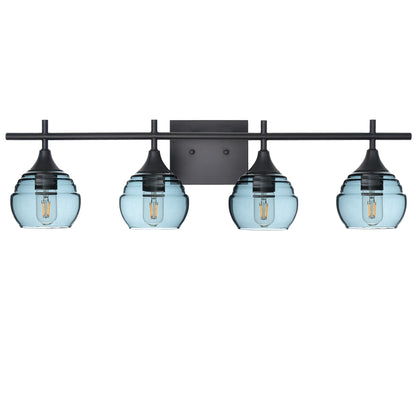 301 Lucent: 4 Light Wall Vanity-Glass-Bicycle Glass Co - Hotshop-Slate Gray-Matte Black-Bicycle Glass Co