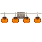 301 Lucent: 4 Light Wall Vanity-Glass-Bicycle Glass Co - Hotshop-Golden Amber-Brushed Nickel-Bicycle Glass Co