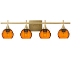 301 Lucent: 4 Light Wall Vanity-Glass-Bicycle Glass Co - Hotshop-Golden Amber-Polished Brass-Bicycle Glass Co
