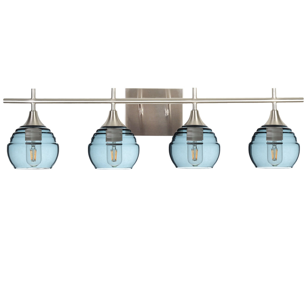 301 Lucent: 4 Light Wall Vanity-Glass-Bicycle Glass Co - Hotshop-Slate Gray-Brushed Nickel-Bicycle Glass Co