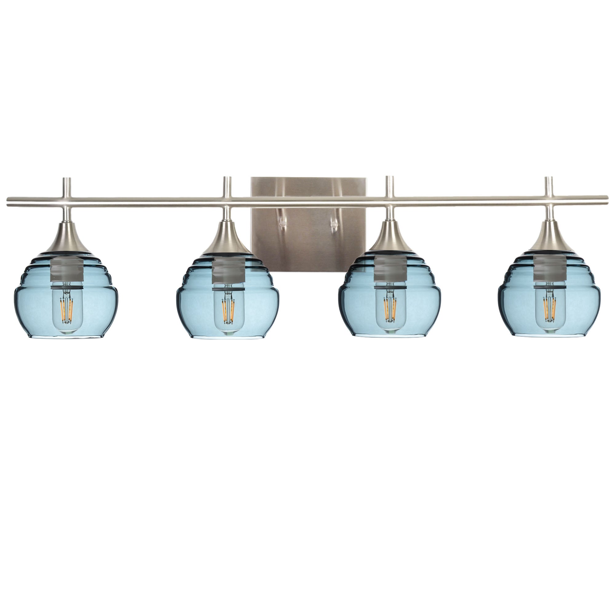 301 Lucent: 4 Light Wall Vanity-Glass-Bicycle Glass Co - Hotshop-Slate Gray-Brushed Nickel-Bicycle Glass Co
