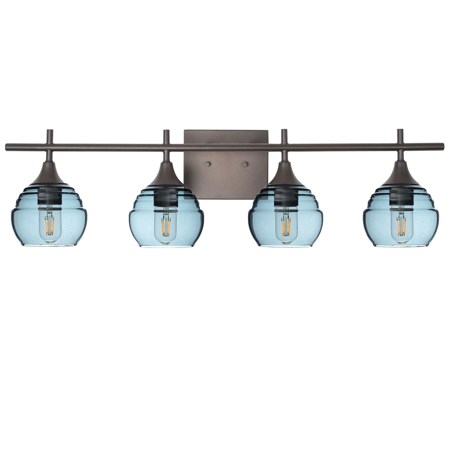 301 Lucent: 4 Light Wall Vanity-Glass-Bicycle Glass Co - Hotshop-Slate Gray-Dark Bronze-Bicycle Glass Co