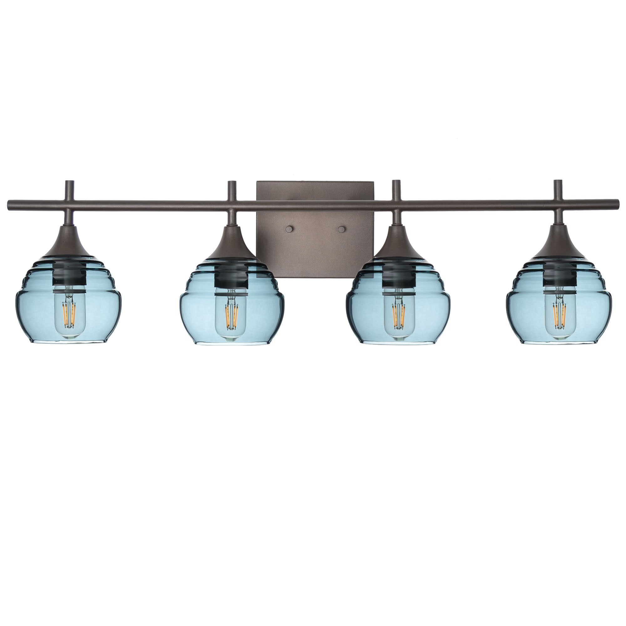 301 Lucent: 4 Light Wall Vanity-Glass-Bicycle Glass Co - Hotshop-Slate Gray-Dark Bronze-Bicycle Glass Co