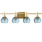 301 Lucent: 4 Light Wall Vanity-Glass-Bicycle Glass Co - Hotshop-Slate Gray-Polished Brass-Bicycle Glass Co