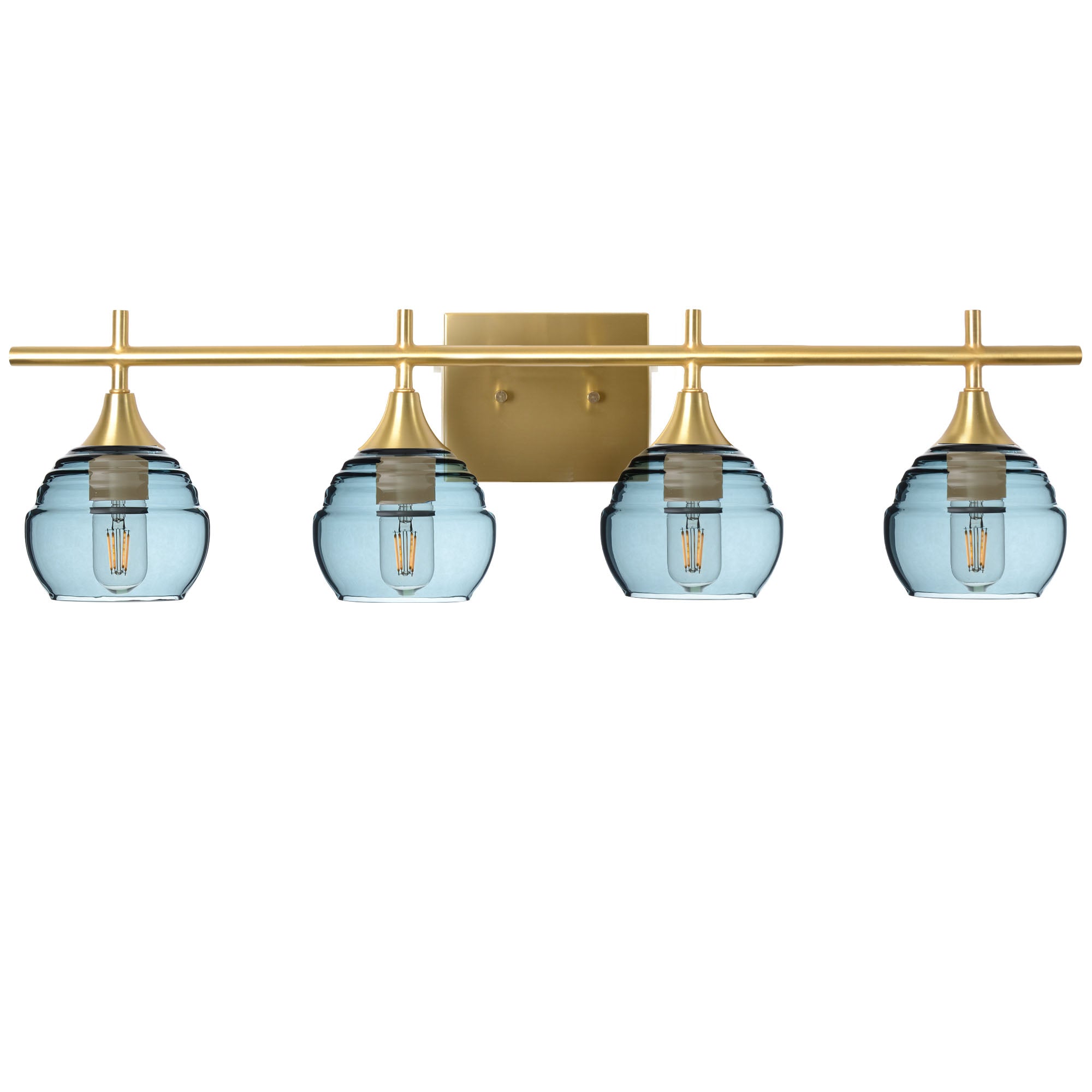 301 Lucent: 4 Light Wall Vanity-Glass-Bicycle Glass Co - Hotshop-Slate Gray-Polished Brass-Bicycle Glass Co