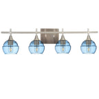 301 Lucent: 4 Light Wall Vanity-Glass-Bicycle Glass Co - Hotshop-Steel Blue-Brushed Nickel-Bicycle Glass Co