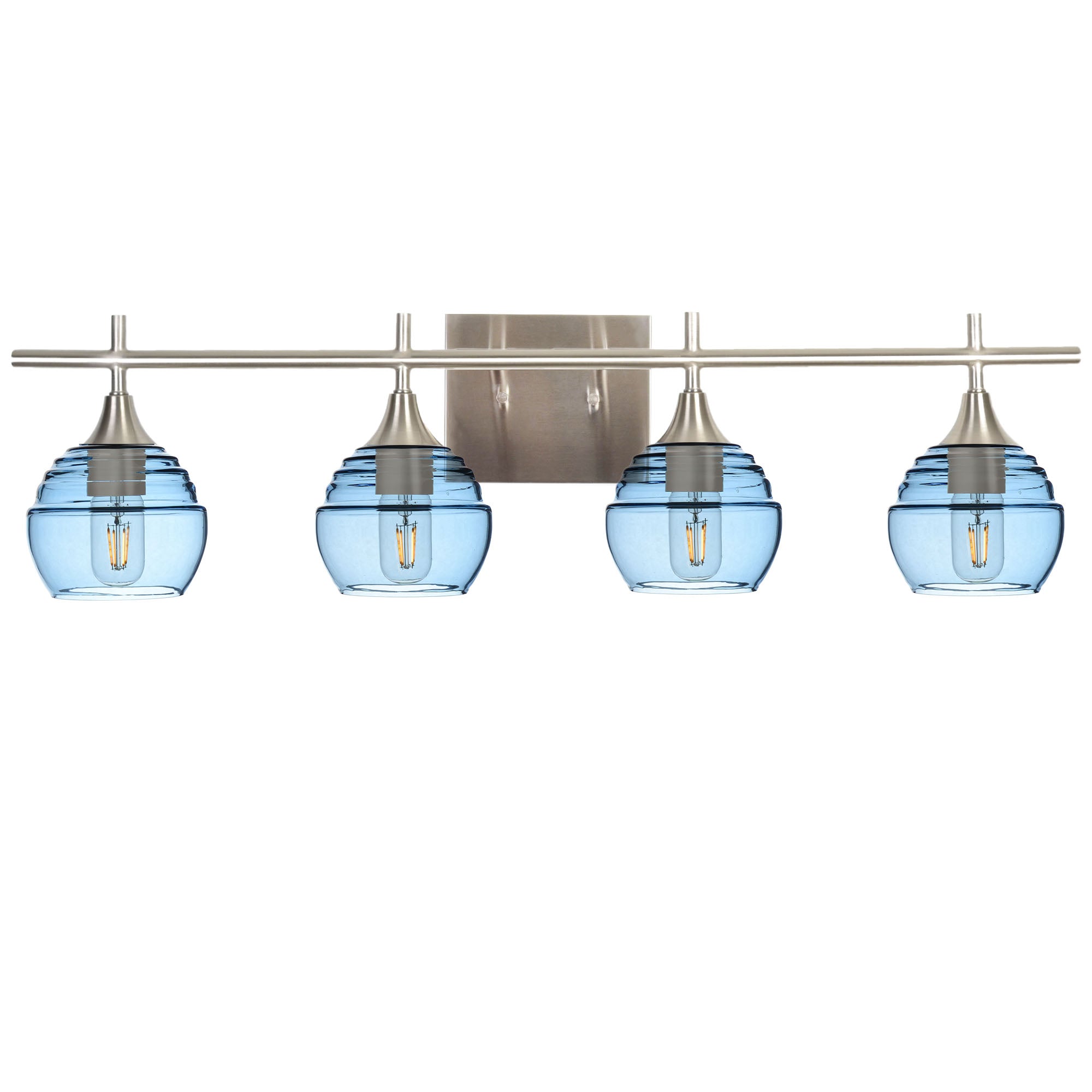 301 Lucent: 4 Light Wall Vanity-Glass-Bicycle Glass Co - Hotshop-Steel Blue-Brushed Nickel-Bicycle Glass Co