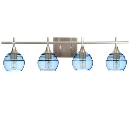 301 Lucent: 4 Light Wall Vanity-Glass-Bicycle Glass Co - Hotshop-Steel Blue-Brushed Nickel-Bicycle Glass Co