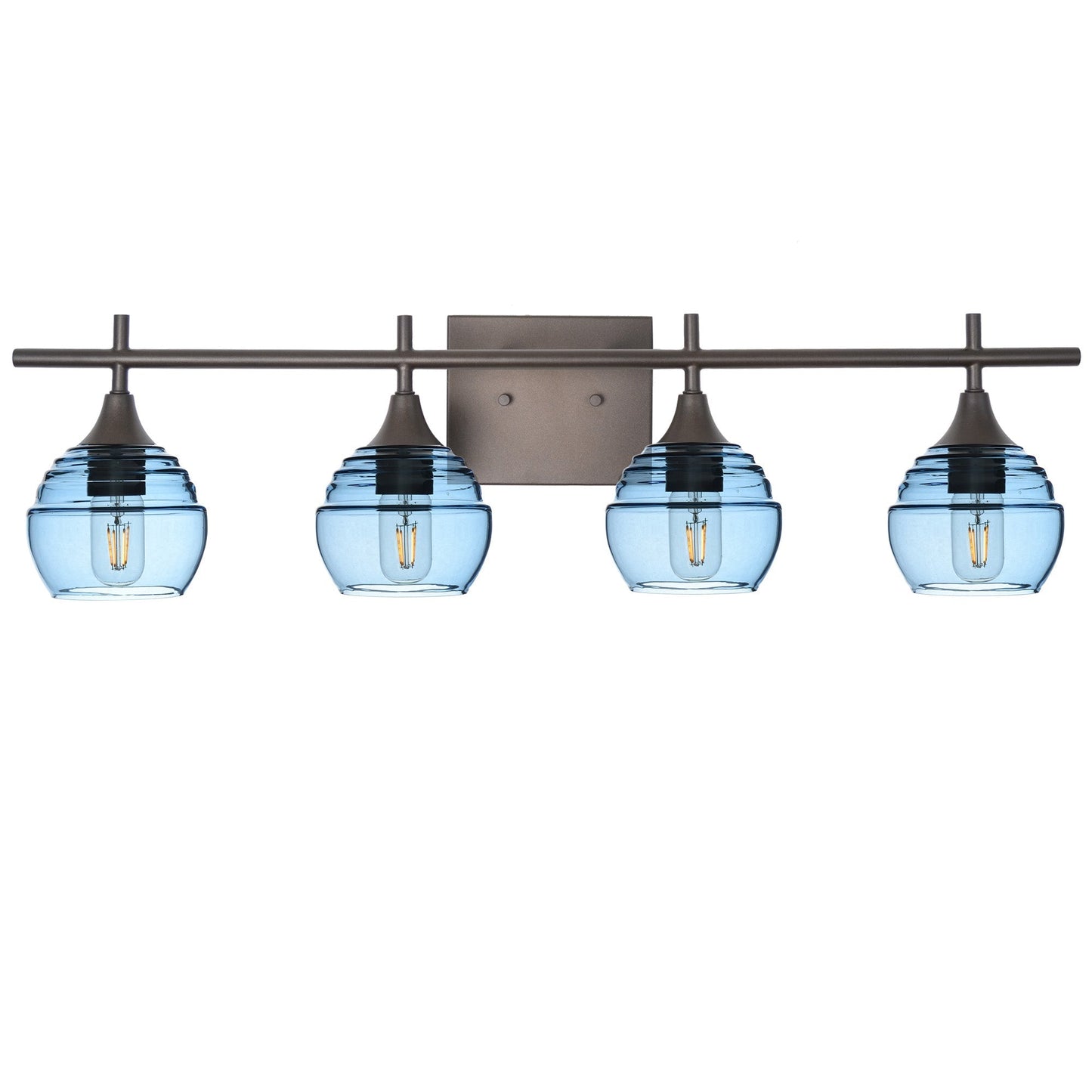 301 Lucent: 4 Light Wall Vanity-Glass-Bicycle Glass Co - Hotshop-Steel Blue-Dark Bronze-Bicycle Glass Co