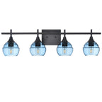 301 Lucent: 4 Light Wall Vanity-Glass-Bicycle Glass Co - Hotshop-Steel Blue-Matte Black-Bicycle Glass Co