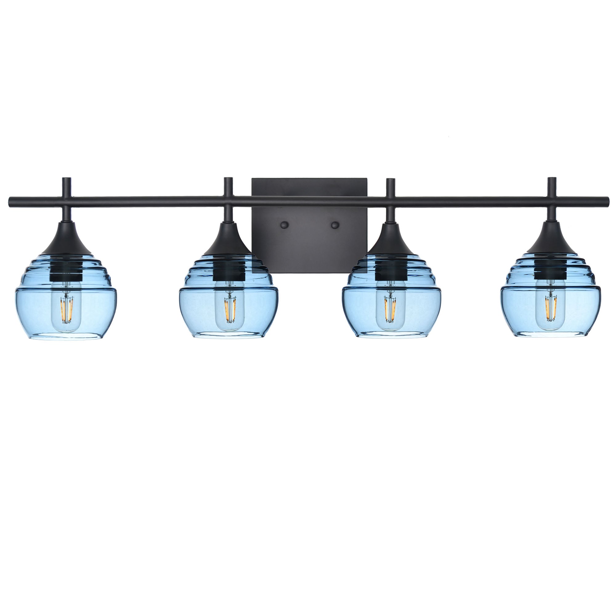301 Lucent: 4 Light Wall Vanity-Glass-Bicycle Glass Co - Hotshop-Steel Blue-Matte Black-Bicycle Glass Co