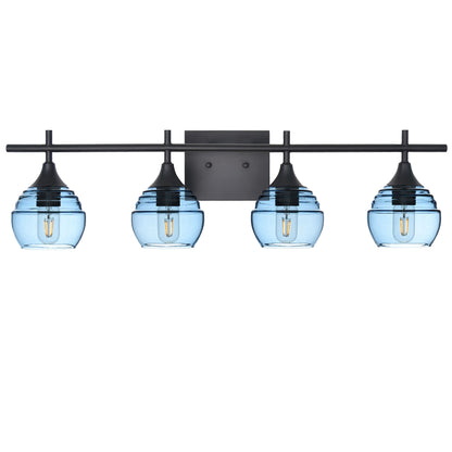 301 Lucent: 4 Light Wall Vanity-Glass-Bicycle Glass Co - Hotshop-Steel Blue-Matte Black-Bicycle Glass Co
