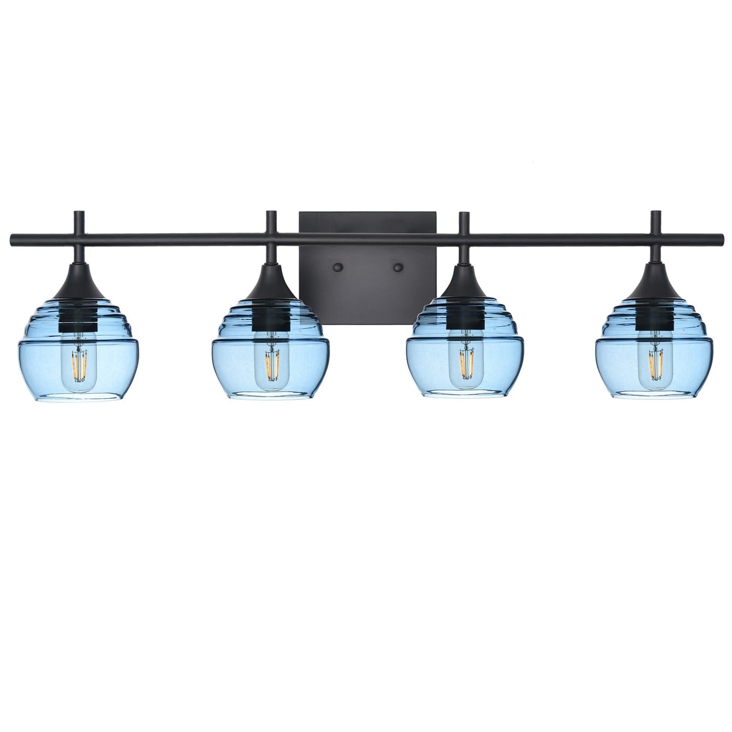 301 Lucent: 4 Light Wall Vanity-Glass-Bicycle Glass Co - Hotshop-Steel Blue-Matte Black-Bicycle Glass Co