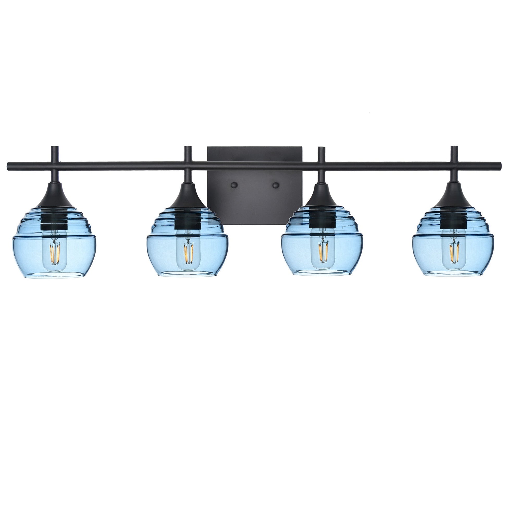 301 Lucent: 4 Light Wall Vanity-Glass-Bicycle Glass Co - Hotshop-Steel Blue-Matte Black-Bicycle Glass Co