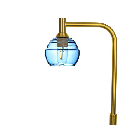 301 Lucent: Floor Lamp-Glass-Bicycle Glass Co - Hotshop-Steel Blue-Polished Brass-Bicycle Glass Co