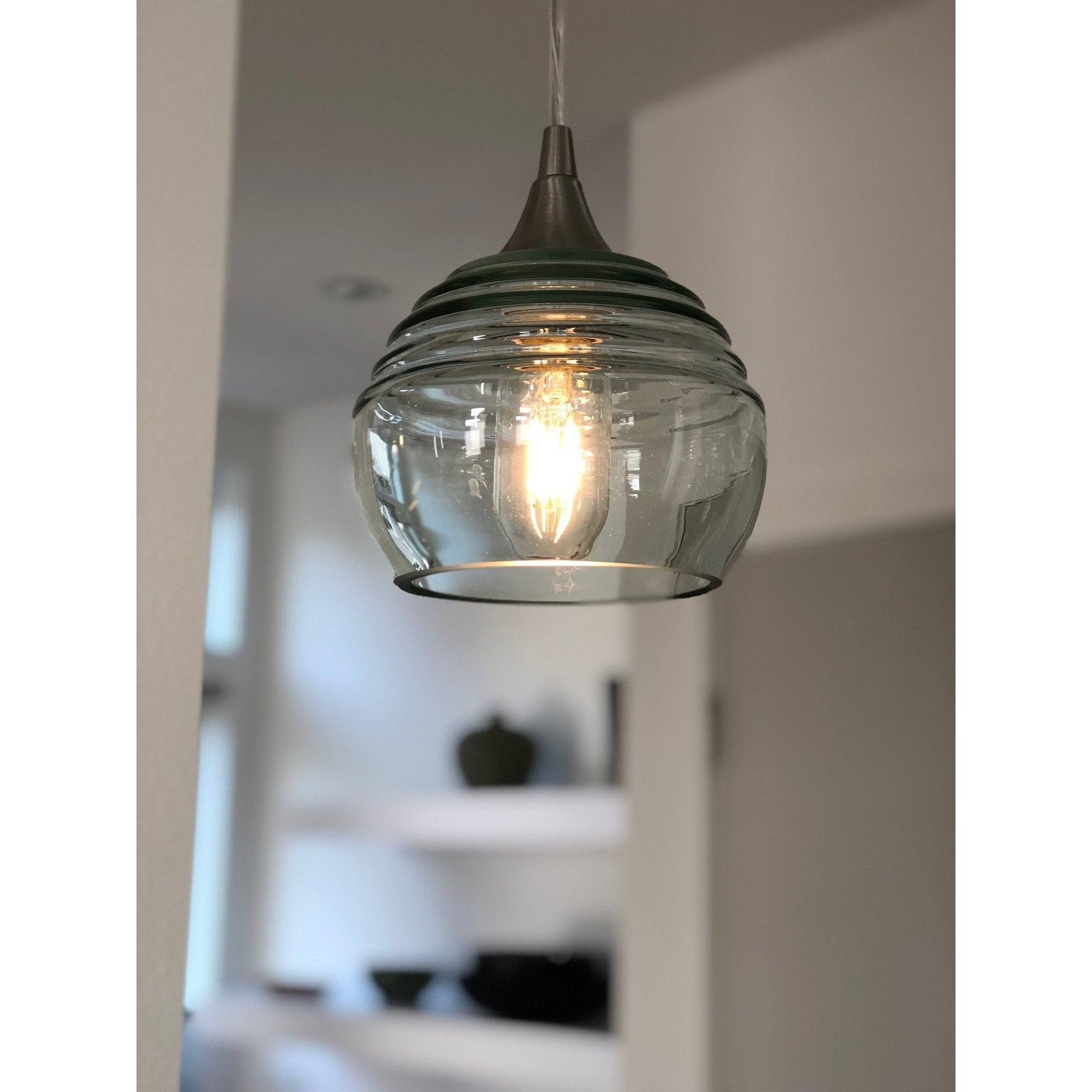 Lucent Single Pendant Light: Form No. 301-Pendant Lights-Bicycle Glass Co-Steel Blue-Bicycle Glass Co