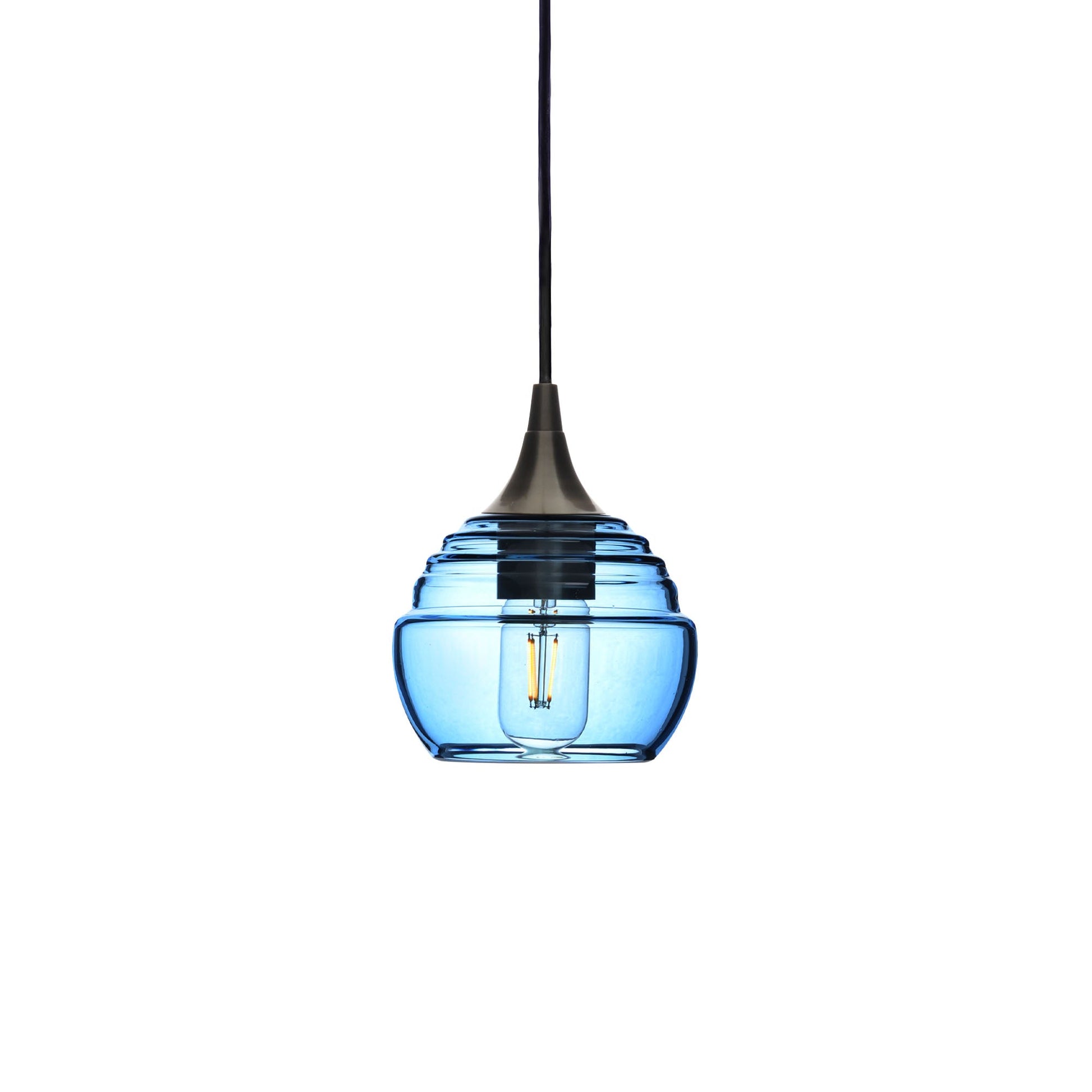 301 Lucent: Single Pendant Light-Glass-Bicycle Glass Co - Hotshop-Steel Blue-Antique Bronze-Bicycle Glass Co