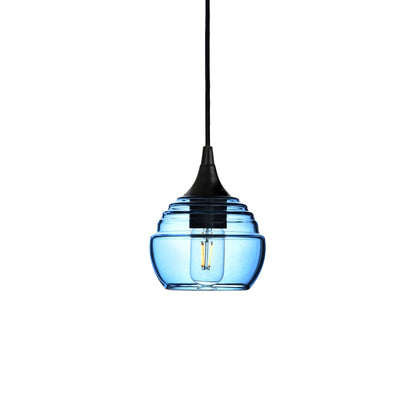 301 Lucent: Single Pendant Light-Glass-Bicycle Glass Co - Hotshop-Steel Blue-Matte Black-Bicycle Glass Co