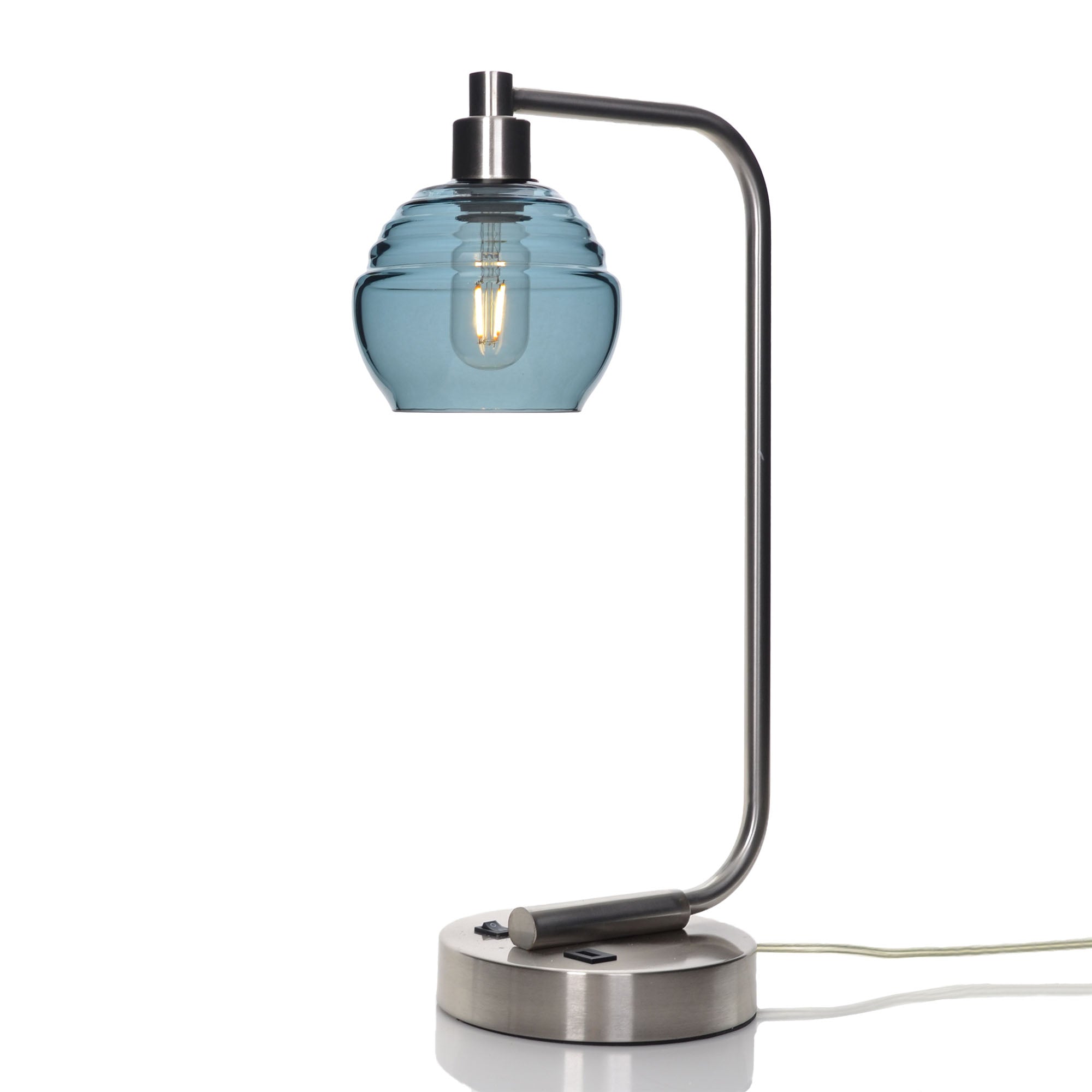 301 Lucent: Table Lamp-Glass-Bicycle Glass Co - Hotshop-Slate Gray-Brushed Nickel-Bicycle Glass Co
