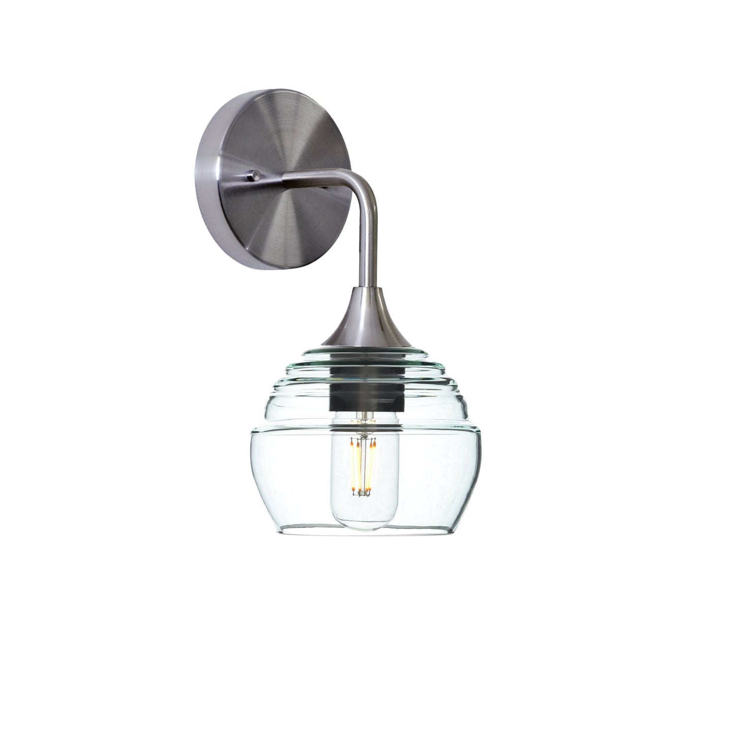 301 Lucent: Wall Sconce-Glass-Bicycle Glass Co - Hotshop-Eco Clear-Brushed Nickel-Bicycle Glass Co