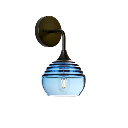301 Lucent: Wall Sconce-Glass-Bicycle Glass Co - Hotshop-Steel Blue-Matte Black-Bicycle Glass Co