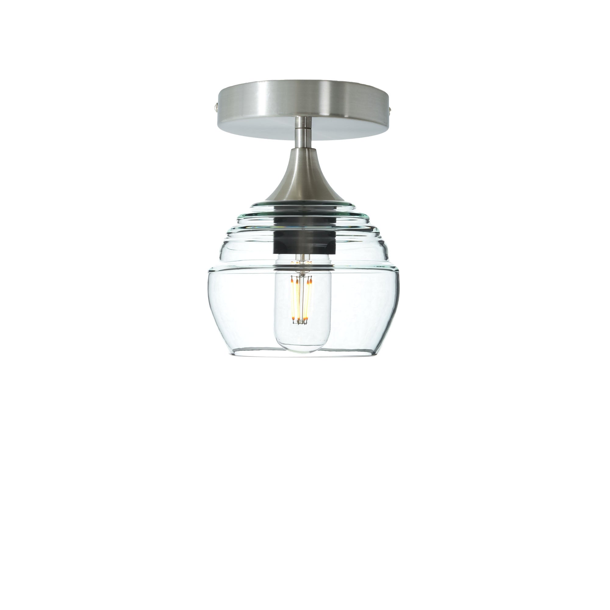 301 Semi-Flush-Glass-Bicycle Glass Co - Hotshop-Eco Clear-Brushed Nickel-Bicycle Glass Co