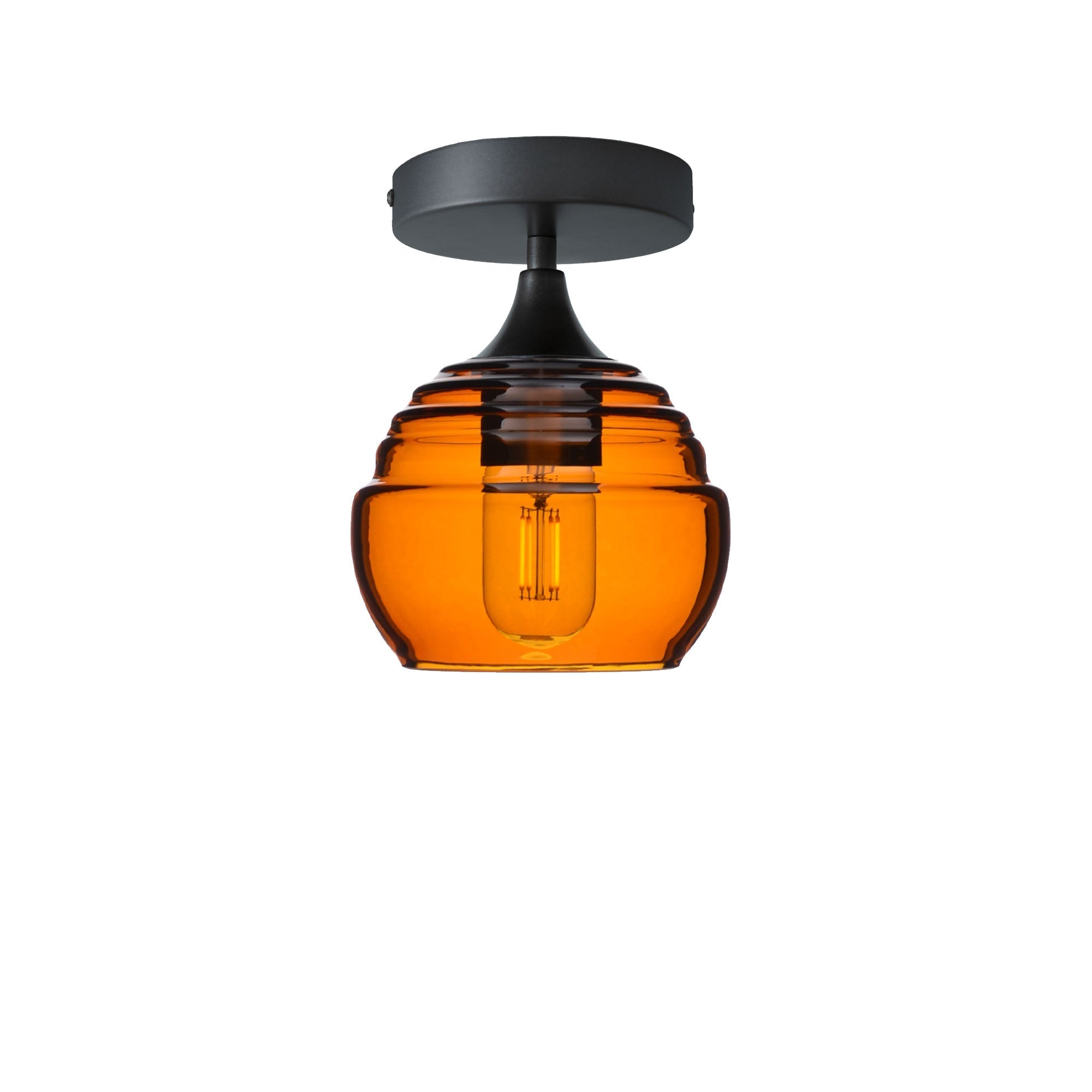 301 Semi-Flush-Glass-Bicycle Glass Co - Hotshop-Golden Amber-Antique Bronze-Bicycle Glass Co