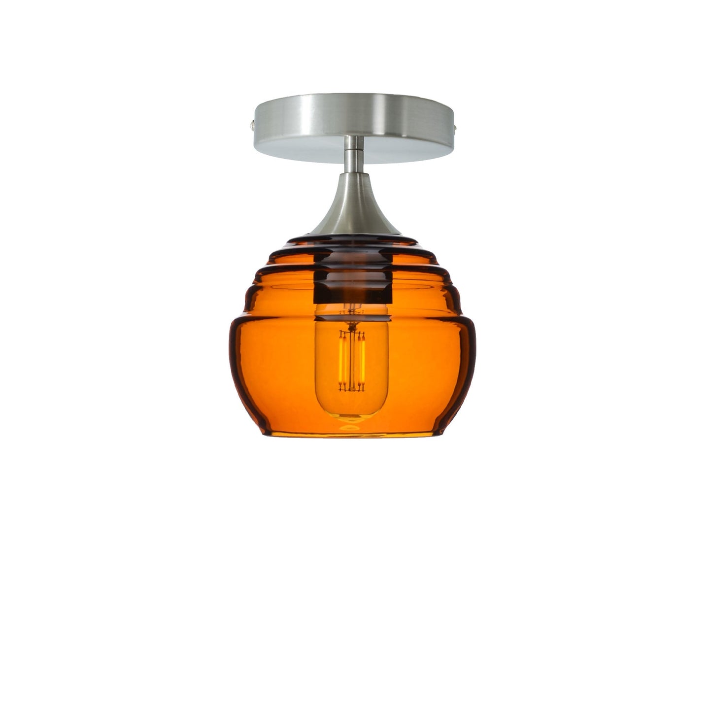 301 Semi-Flush-Glass-Bicycle Glass Co - Hotshop-Golden Amber-Brushed Nickel-Bicycle Glass Co